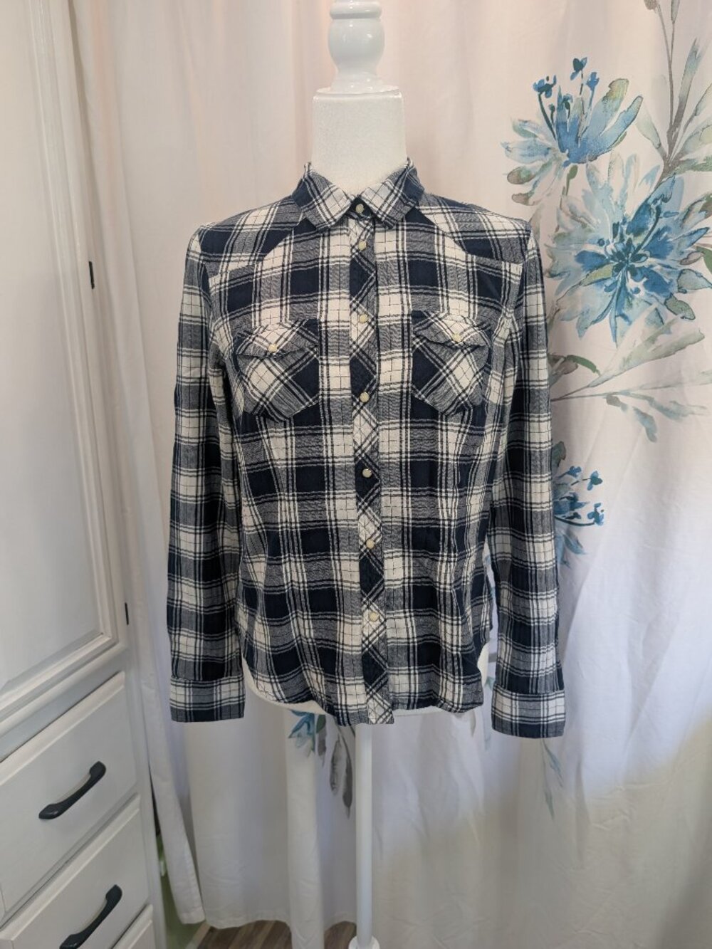 Tommy Hilfiger Cabincore Gorpcore Westernwear Plaid Snap Front Flannel Shirt M